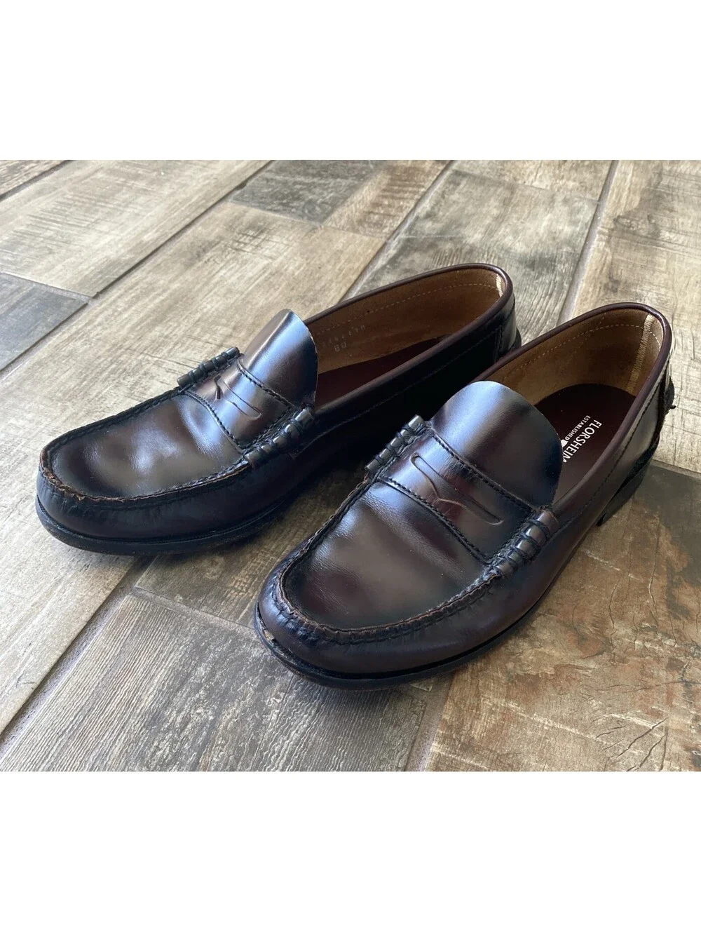 Florsheim Berkley Burgundy Smooth Leather Moc Toe Penny Loafer 8.5 D Men’s